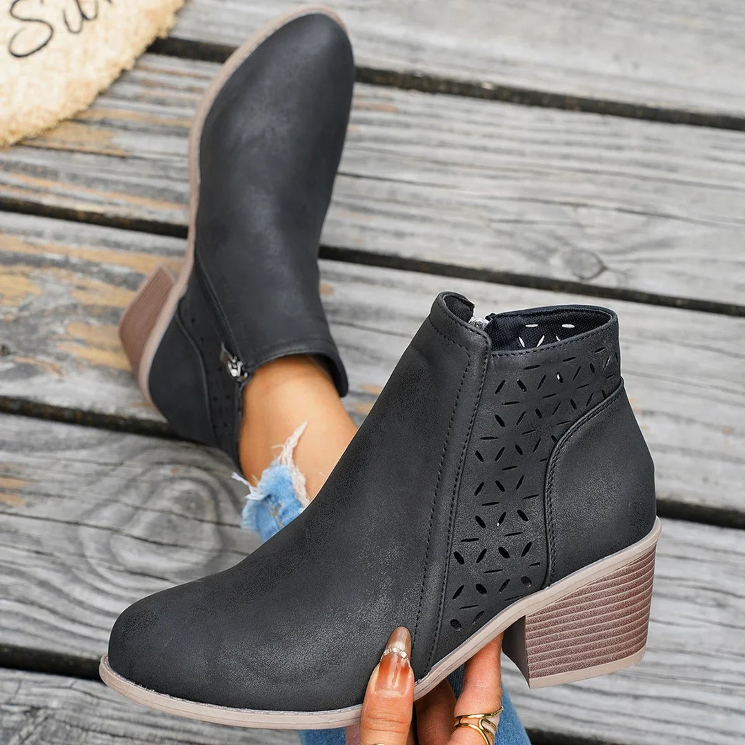 Garance – Western Ankle Boots with Mid Heel