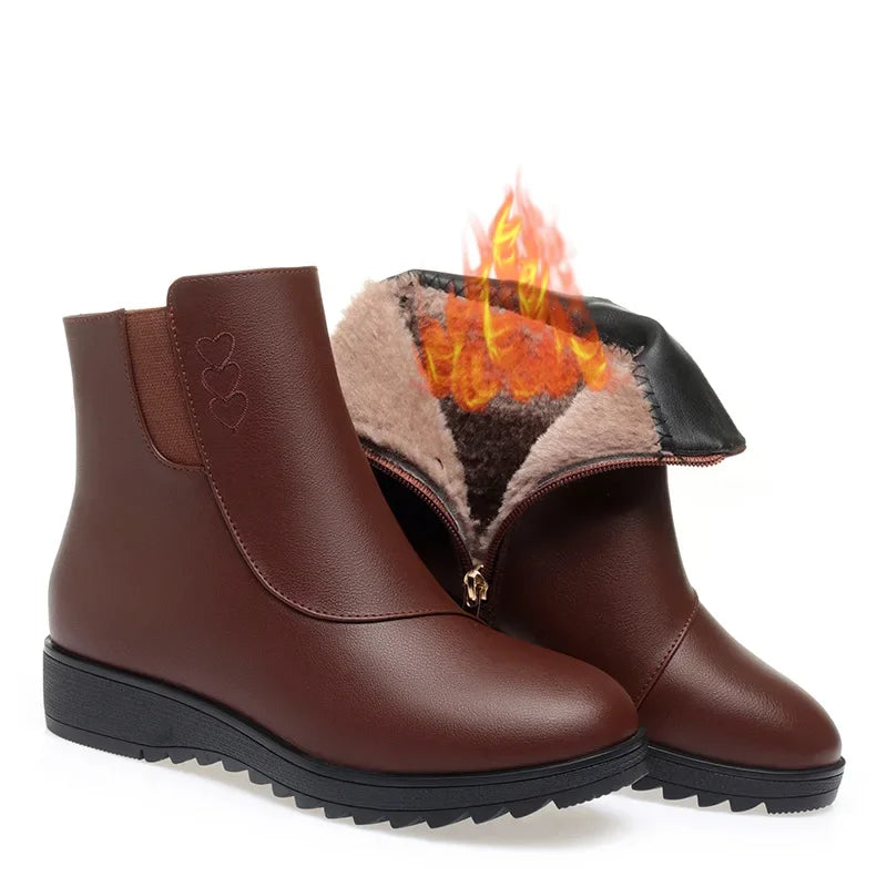 Elisa – Fleece-Lined Ankle Boots with Side Zipper