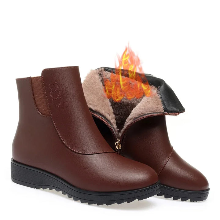 Elisa – Fleece-Lined Ankle Boots with Side Zipper