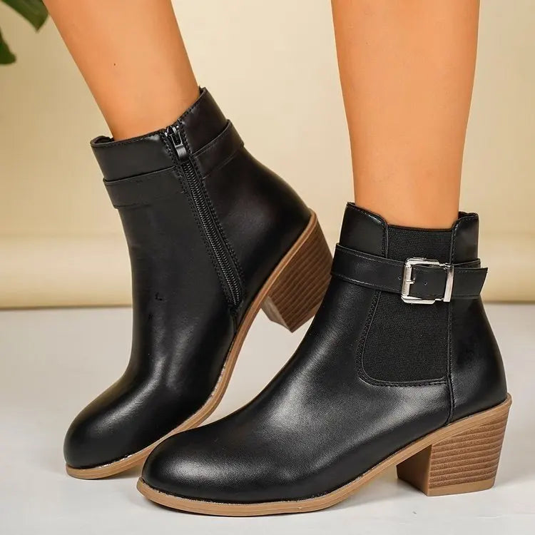 Joséphine – Buckle Ankle Boots with Square Heel