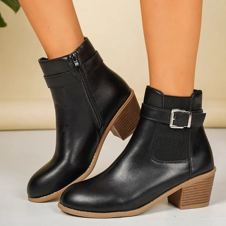 Joséphine – Buckle Ankle Boots with Square Heel