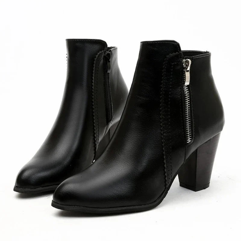 Margaux – Retro Ankle Boots with Square Heel and Zip