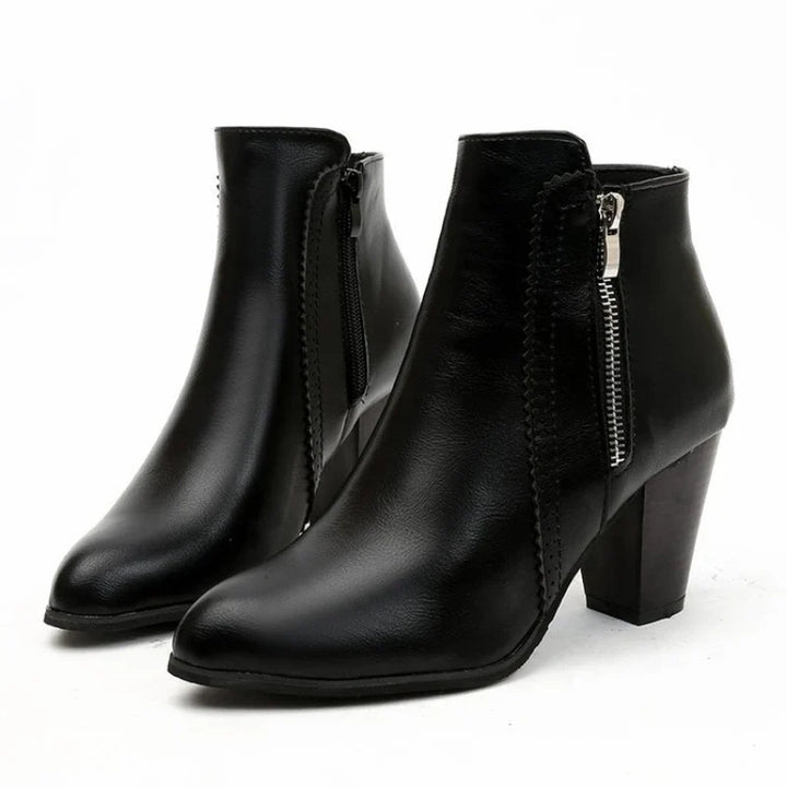 Margaux – Retro Ankle Boots with Square Heel and Zip