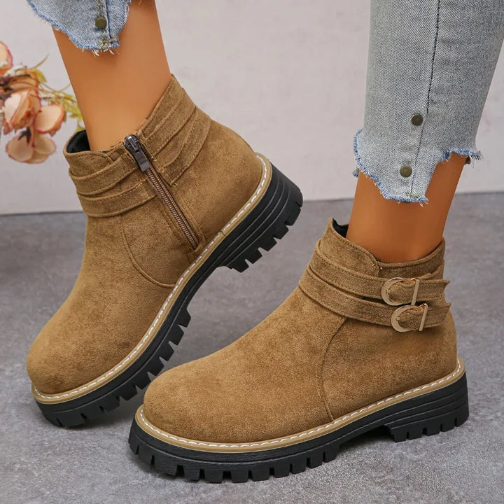 Héloïse – Ankle Boots with Buckle and Side Zip