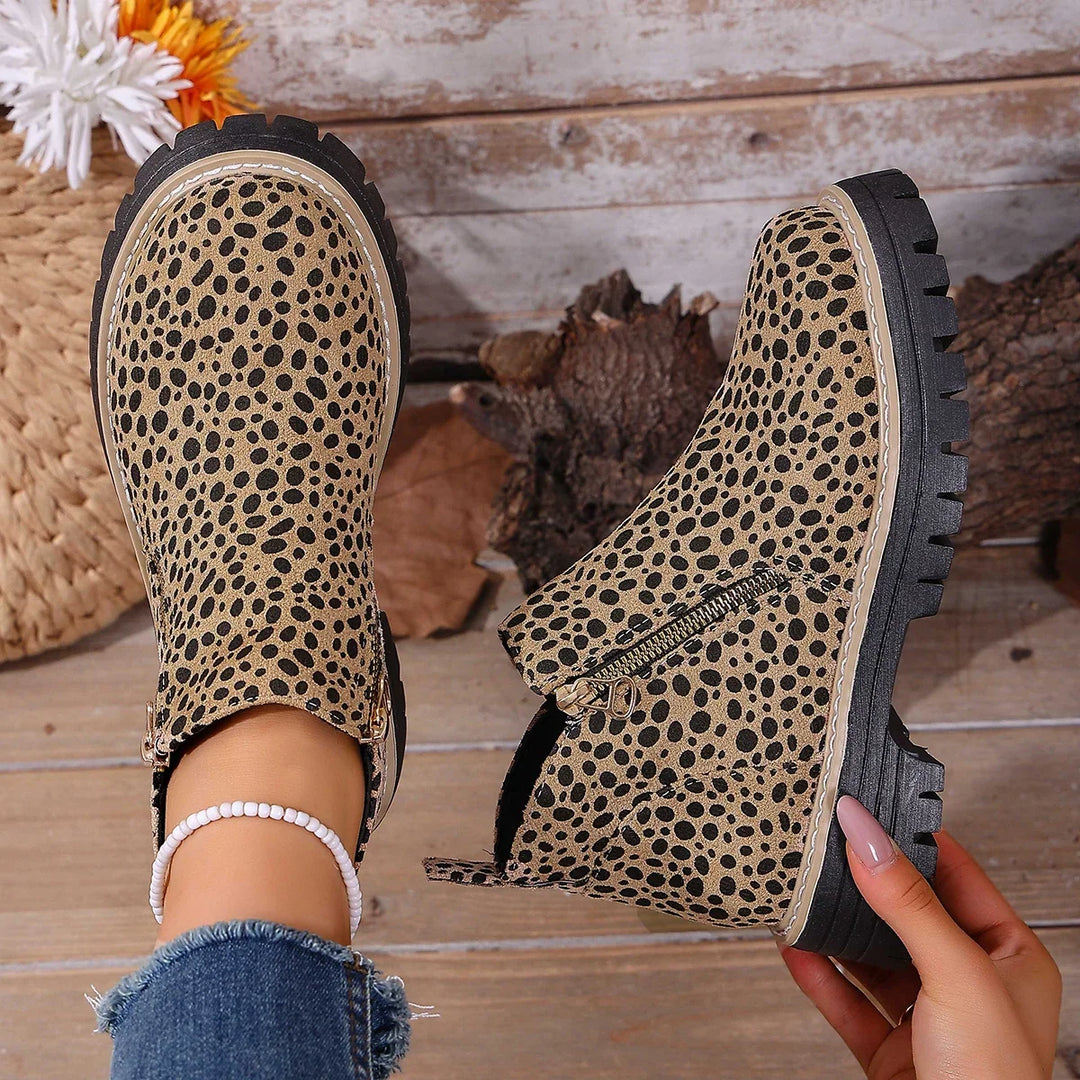 Ninon – Leopard Ankle Boots with Square Heel