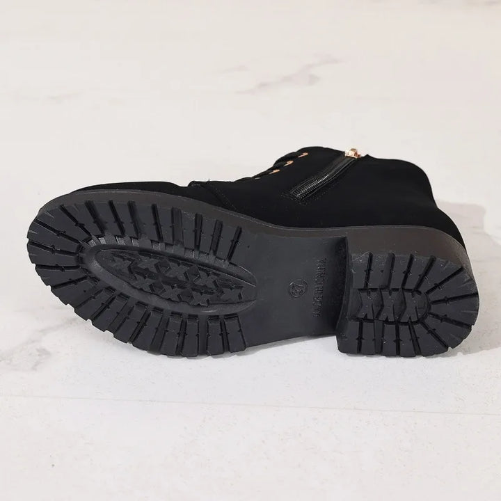 Solène – Lace-Up Combat Ankle Boots with Zip