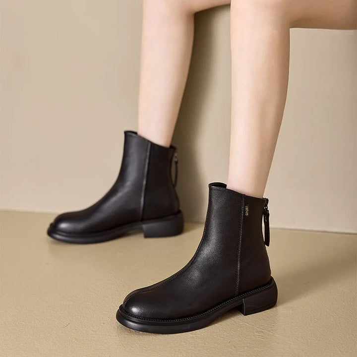 Hortense – Round-Toe Ankle Boots with Back Zip