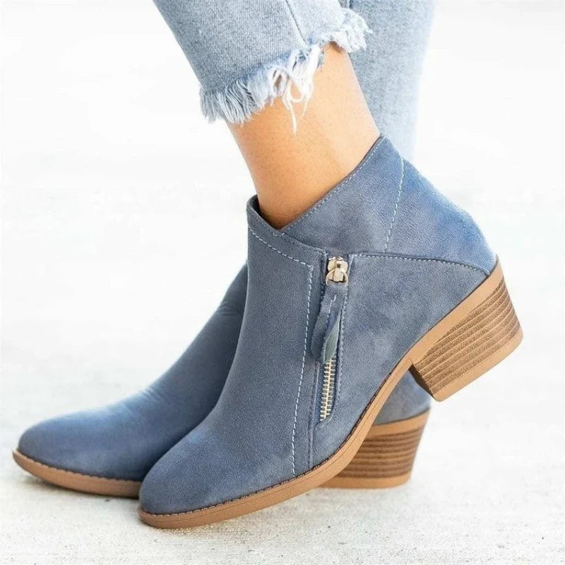 Capucine – Waterproof Faux Suede Low Ankle Boots