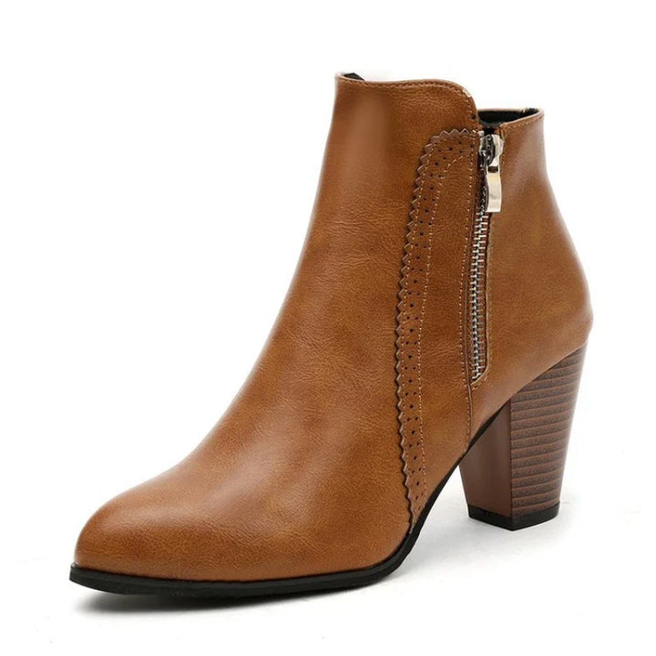 Margaux – Retro Ankle Boots with Square Heel and Zip
