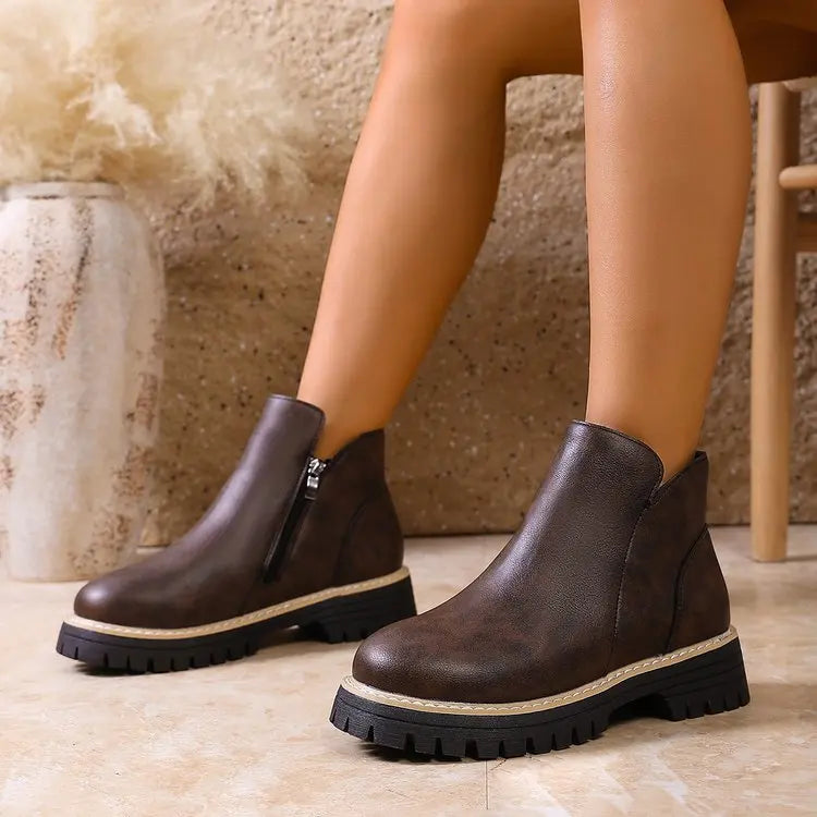 Rosalie – Platform Ankle Boots with Side Zip
