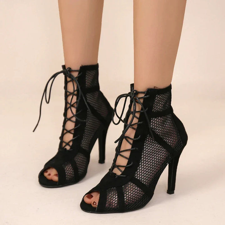 Gaëlle – Lace-Up Mesh Ankle Boots