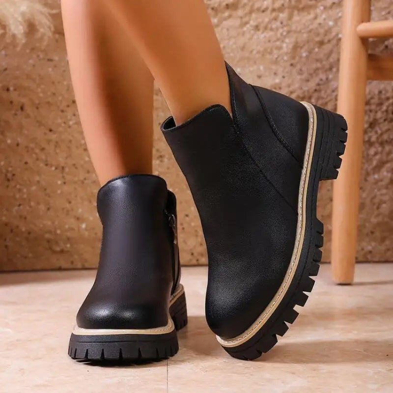 Rosalie – Platform Ankle Boots with Side Zip