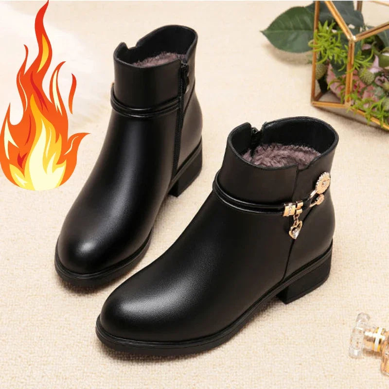 Constance – Lined Ankle Boots with Low Heel