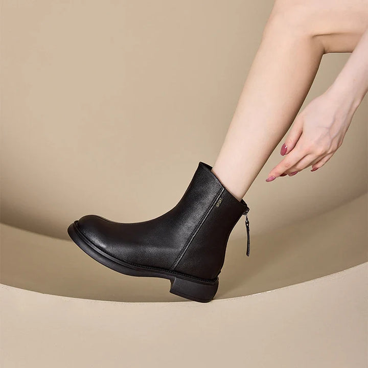 Hortense – Round-Toe Ankle Boots with Back Zip