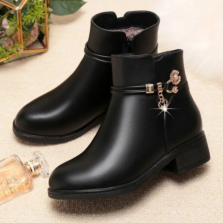 Constance – Lined Ankle Boots with Low Heel