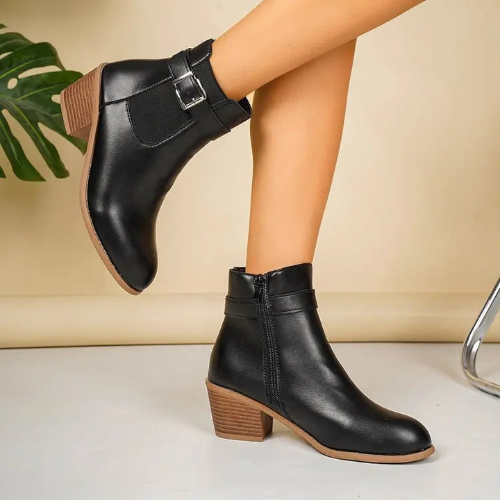 Joséphine – Buckle Ankle Boots with Square Heel