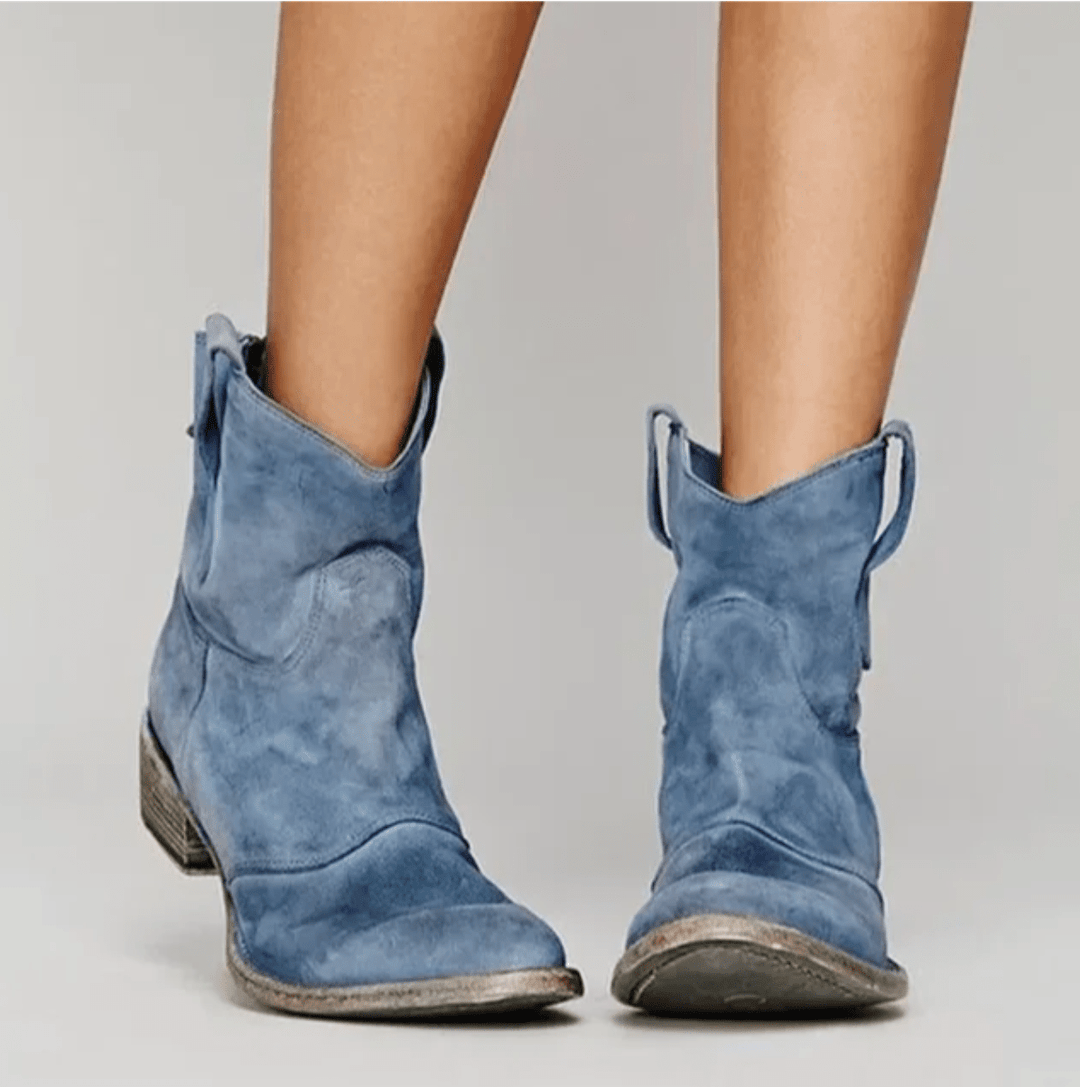 Delphine – Faux Suede Ankle Boots with Side Zip