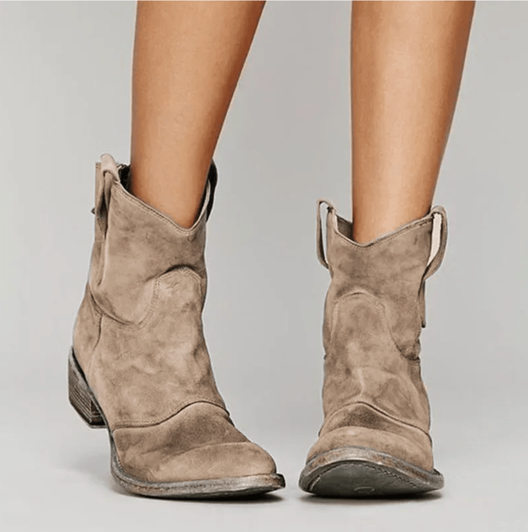 Delphine – Faux Suede Ankle Boots with Side Zip
