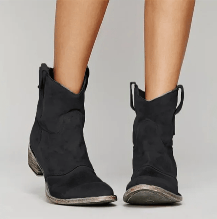 Delphine – Faux Suede Ankle Boots with Side Zip