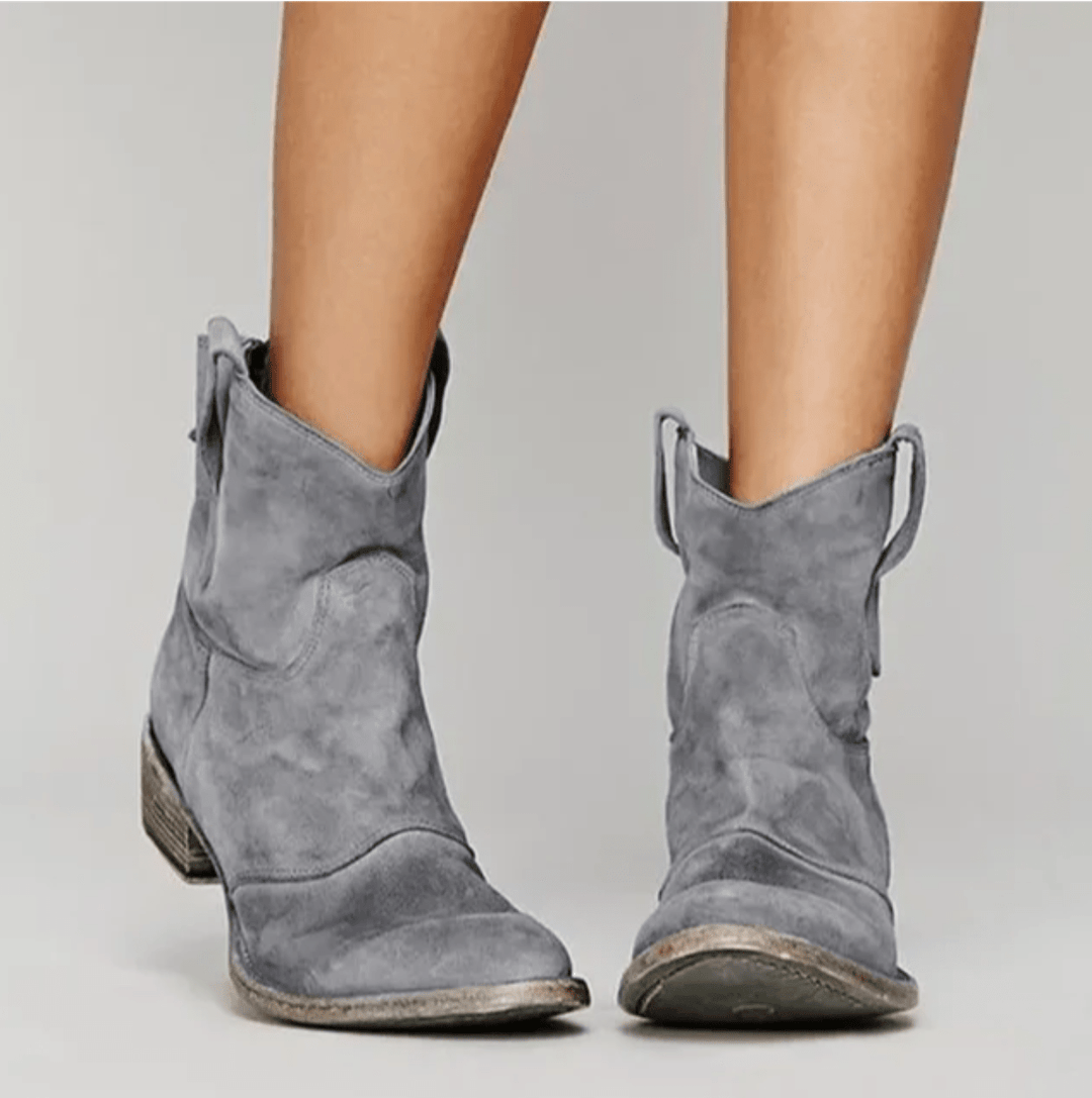 Delphine – Faux Suede Ankle Boots with Side Zip