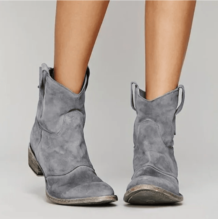 Delphine – Faux Suede Ankle Boots with Side Zip