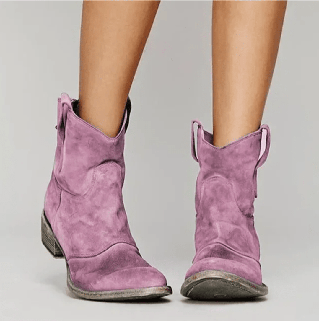Delphine – Faux Suede Ankle Boots with Side Zip