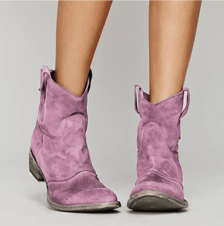 Delphine – Faux Suede Ankle Boots with Side Zip