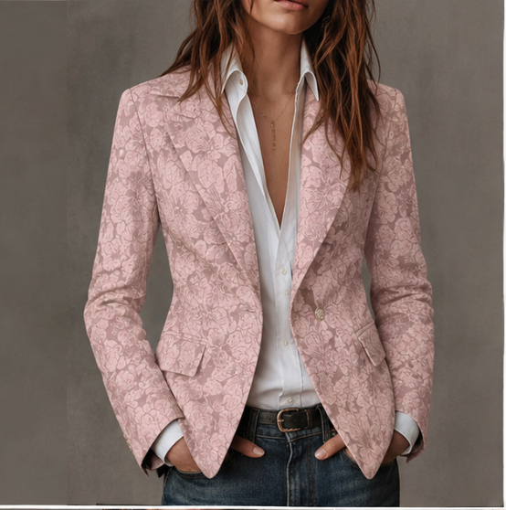 Hélène – Fitted Jacquard Pattern Blazer