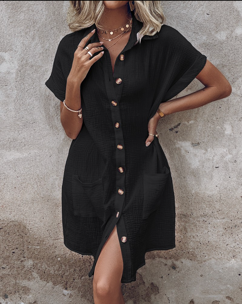Savannah | Linen Blend Midi Shirt Dress