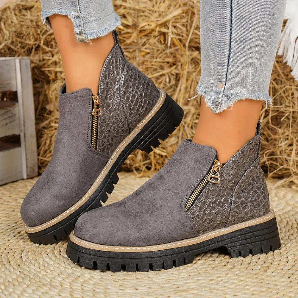 Apolline – Winter Ankle Boots with Double Zip