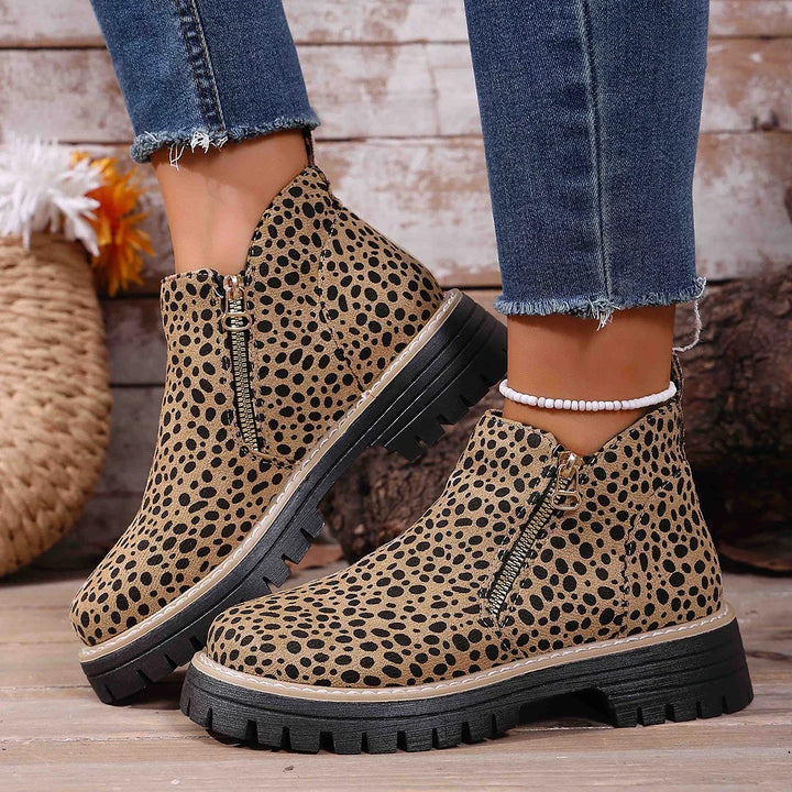Ninon – Leopard Ankle Boots with Square Heel