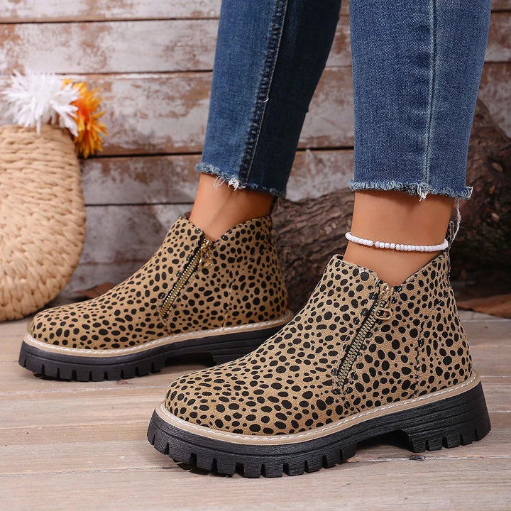 Ninon – Leopard Ankle Boots with Square Heel