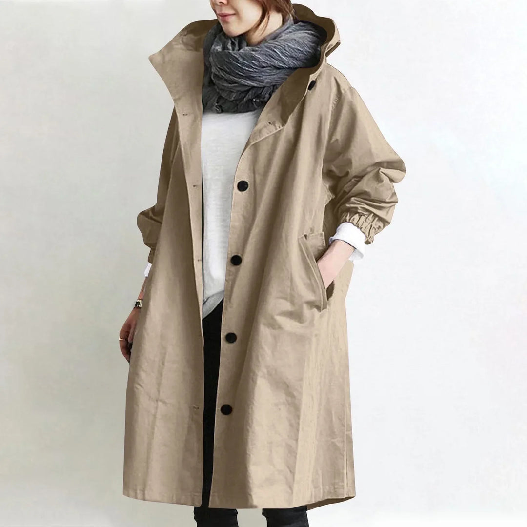 Sand Hooded Longline Trench Coat
