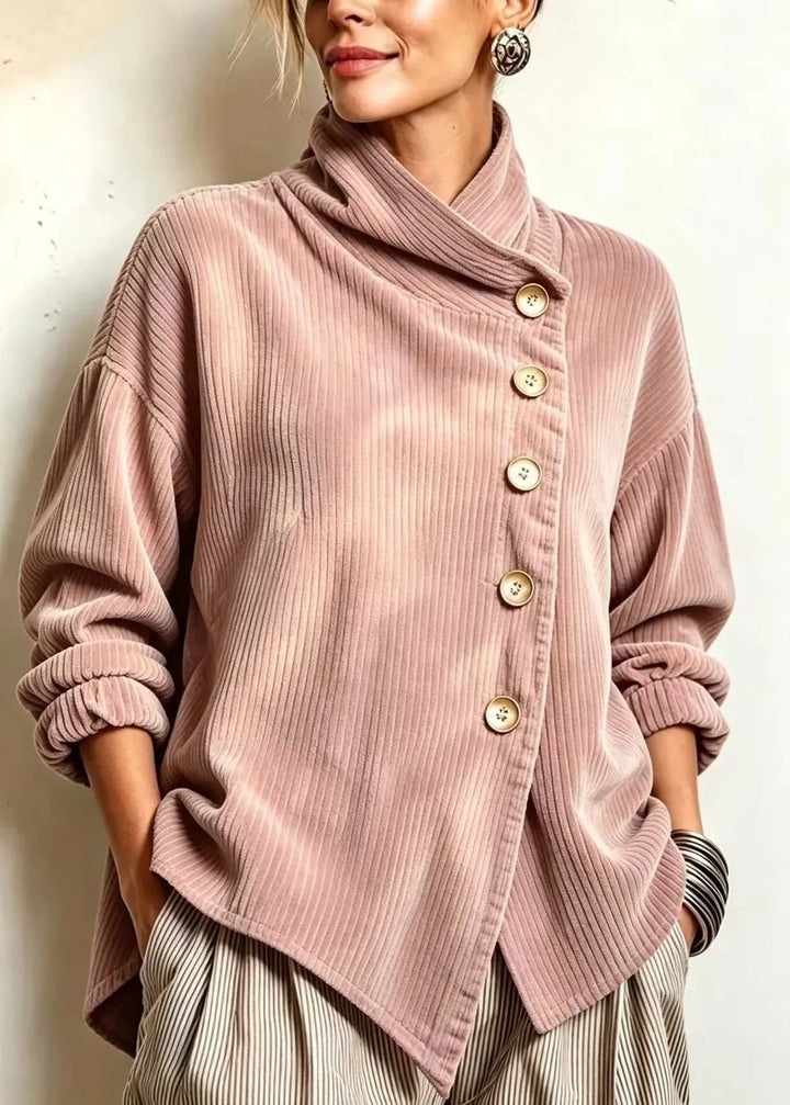 AMBER | Corduroy button-up top - Rose