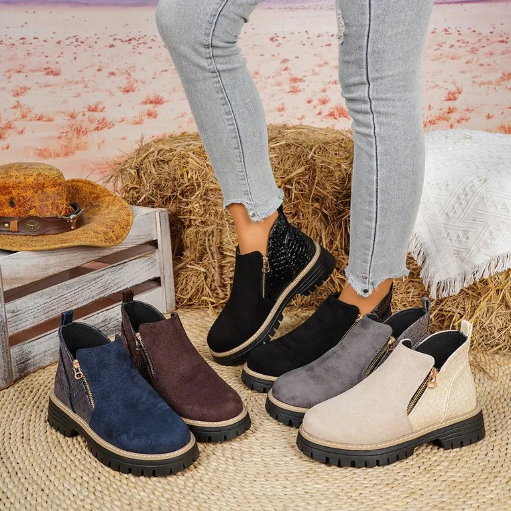 Apolline – Winter Ankle Boots with Double Zip