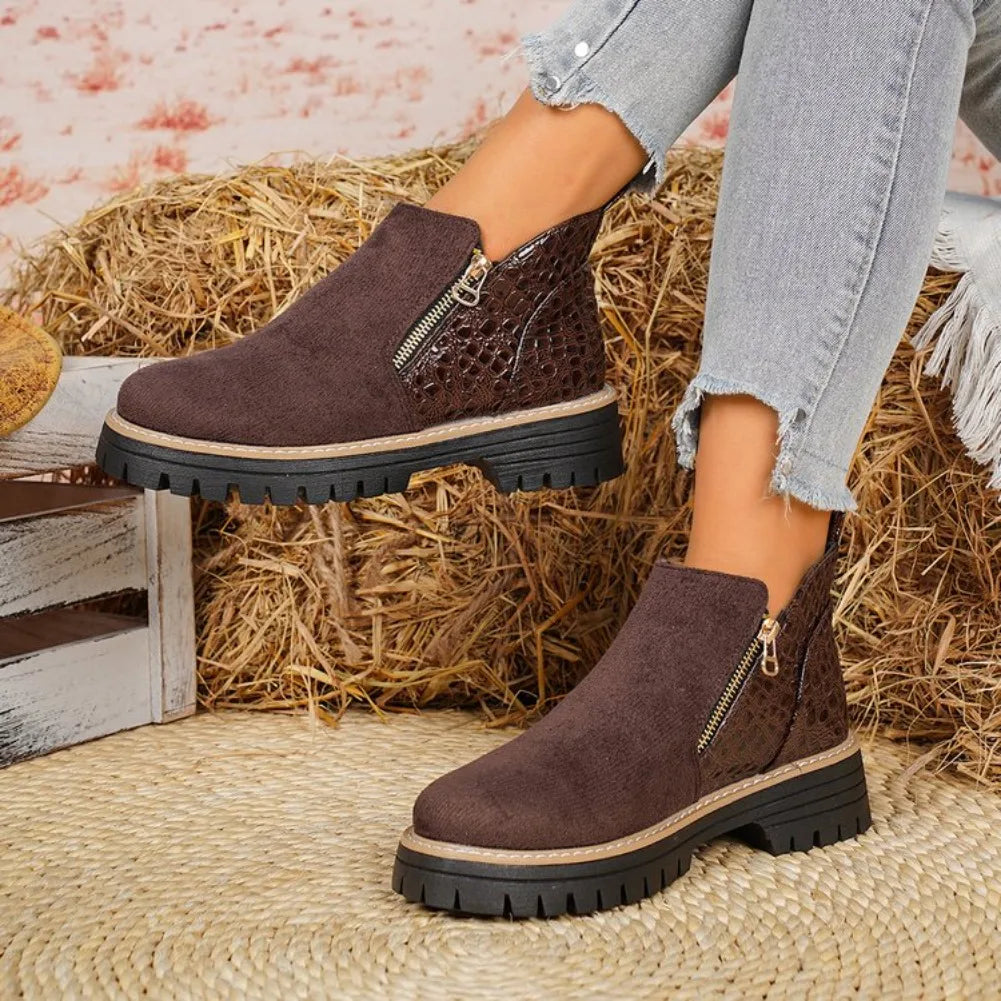 Apolline – Winter Ankle Boots with Double Zip
