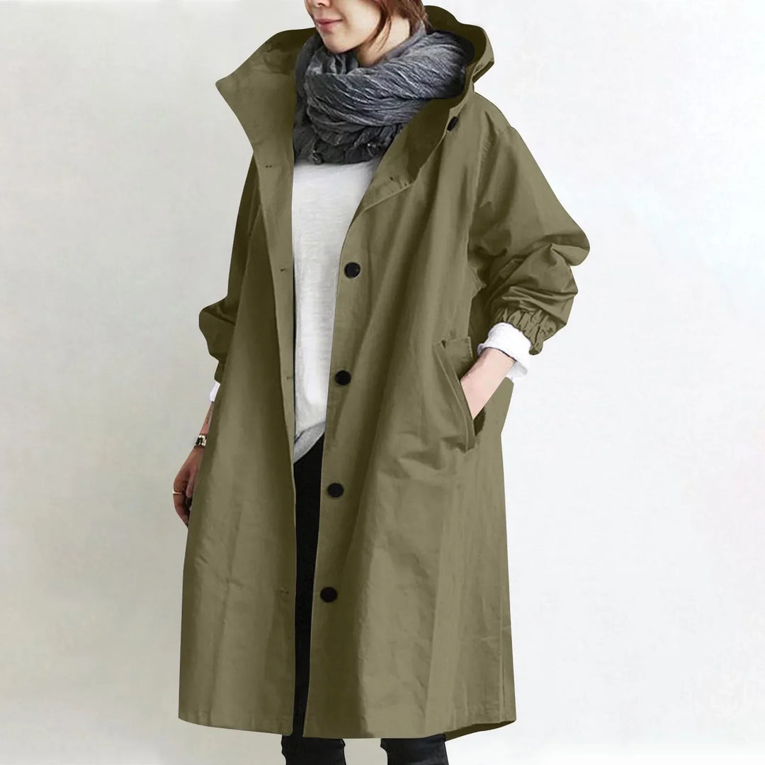 Forest Green Hooded Longline Trench Coat