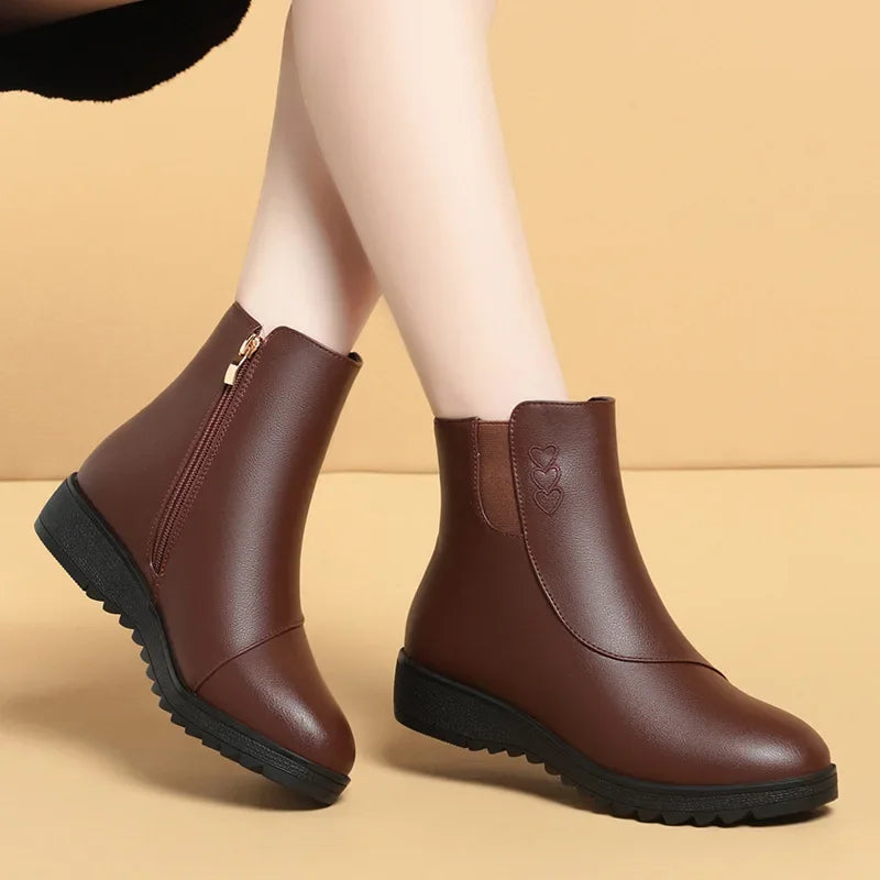 Mathilde – Fleece-Lined Ankle Boots with Side Zip