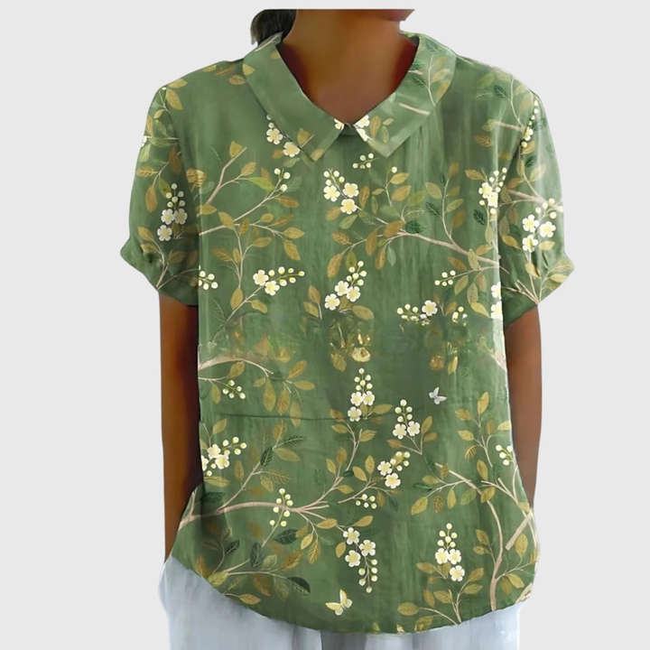 Floral Linen Short Sleeve Women