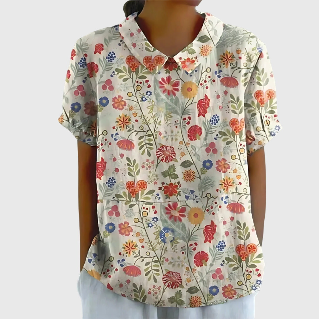 Floral Linen Short Sleeve Women