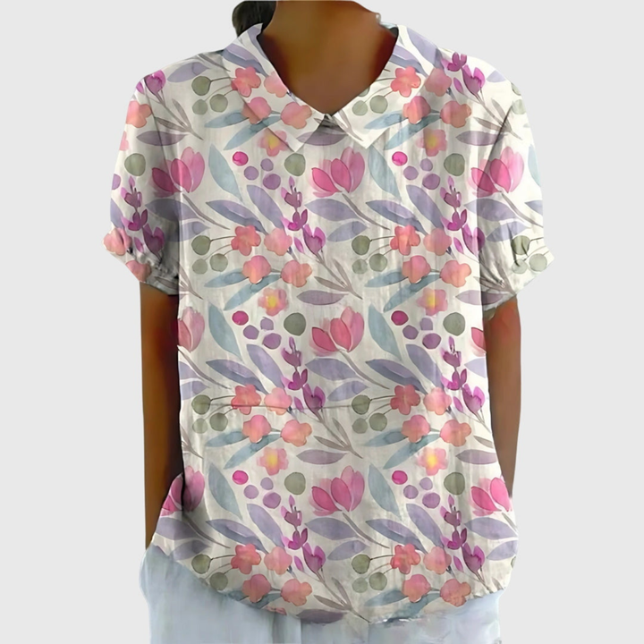 Floral Linen Short Sleeve Women