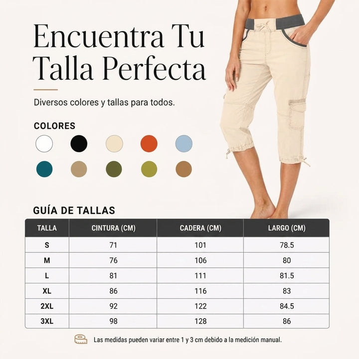 Abril - High-waisted capri cargo trousers