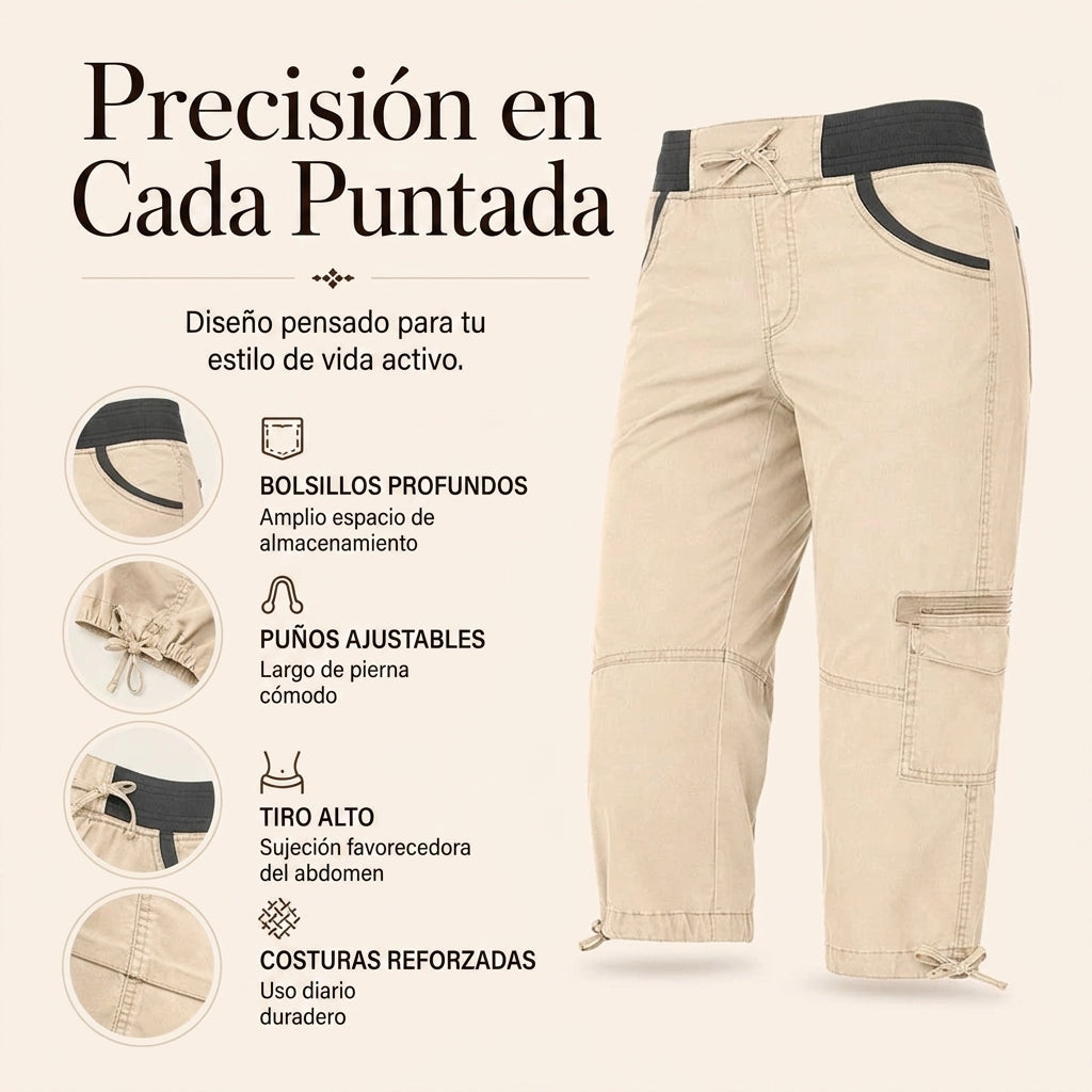 Abril - High-waisted capri cargo trousers