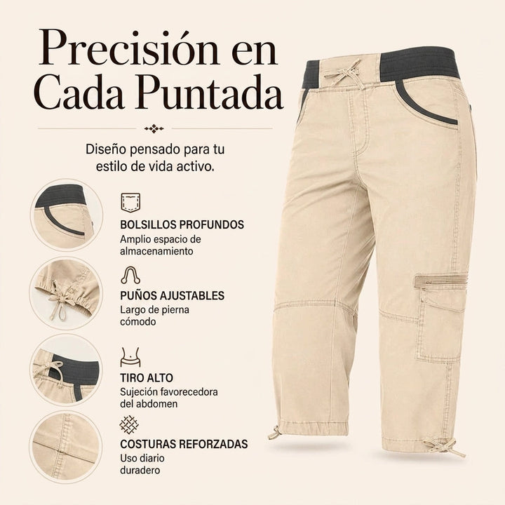 Abril - High-waisted capri cargo trousers