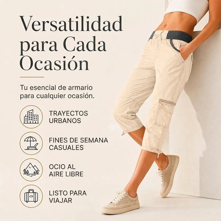 Abril - High-waisted capri cargo trousers