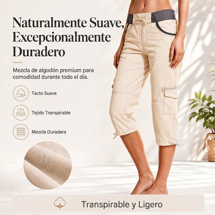 Abril - High-waisted capri cargo trousers