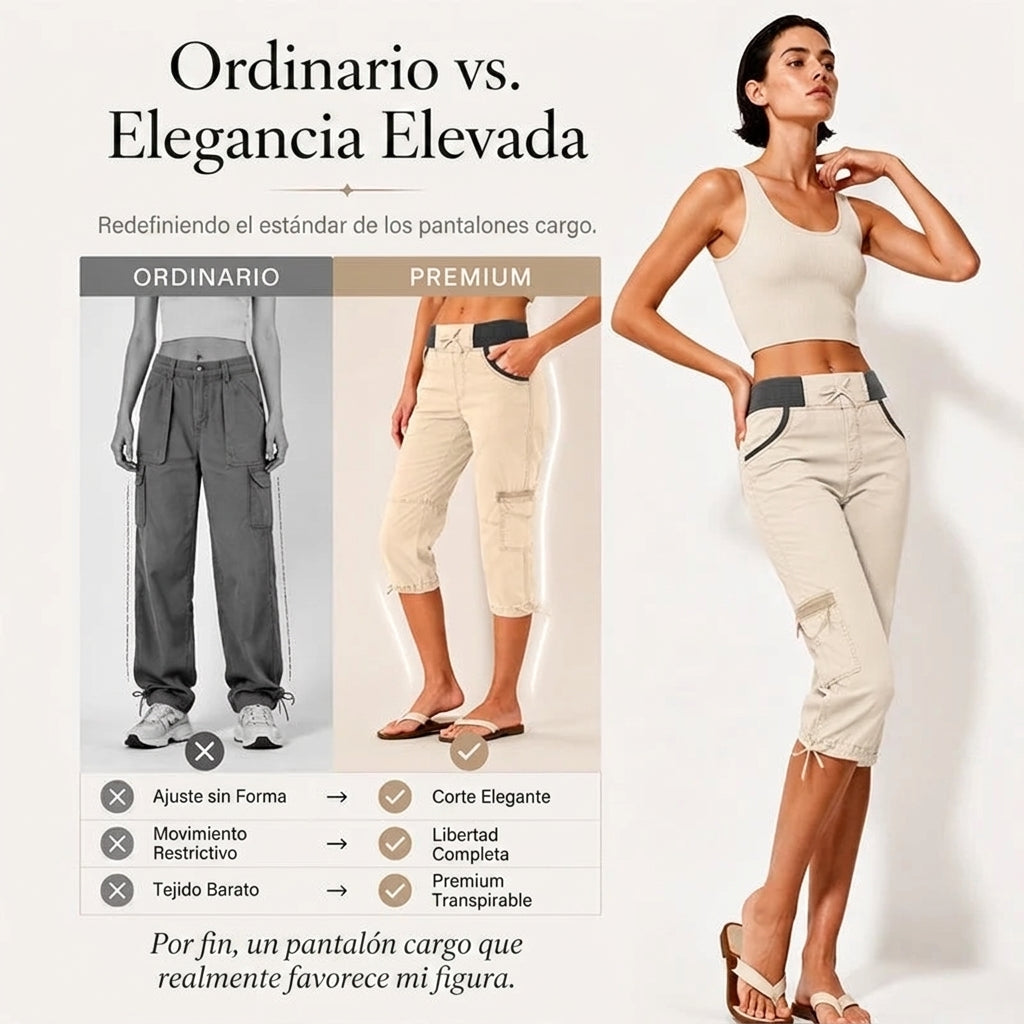 Abril - High-waisted capri cargo trousers