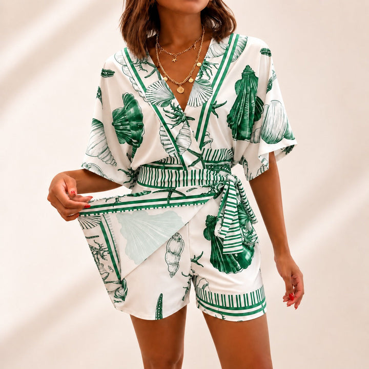 Azzurine™ Romper With Skirt Overlay And Side Tie