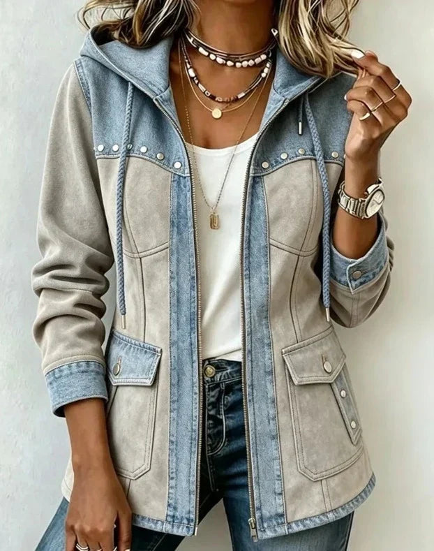 Veronique | Two-Tone Hooded Fall Jacket