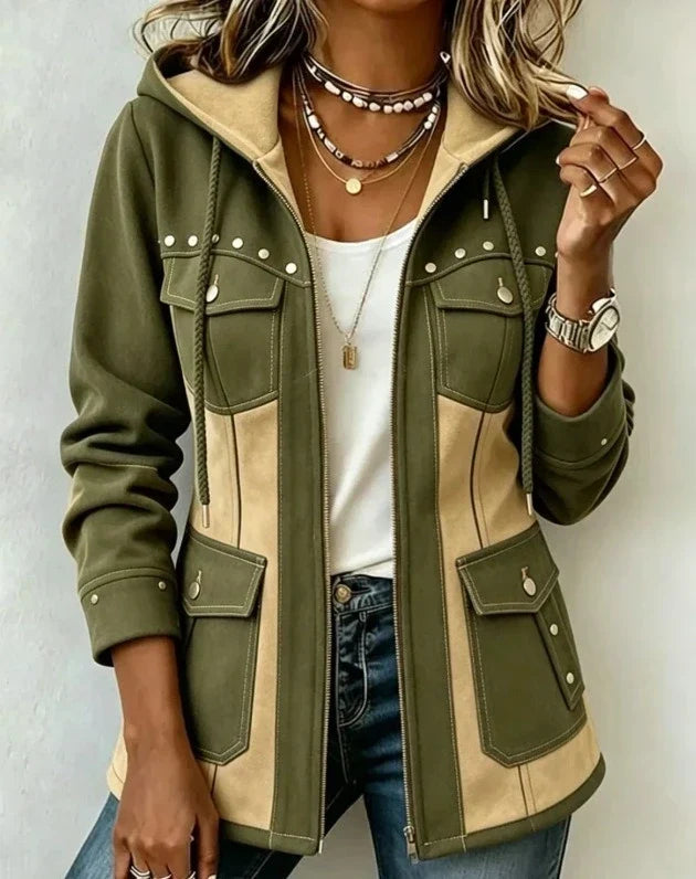 Veronique | Two-Tone Hooded Fall Jacket